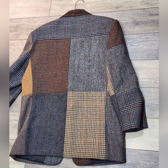 International Scene Vintage Suede Leather Patchwork Blazer - Picture 2 of 8